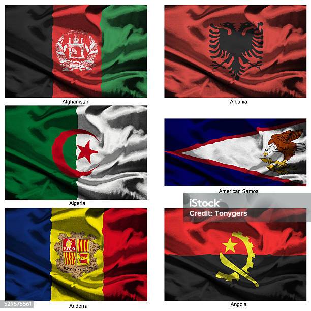 Fabric World Flags Collection 01 Stock Photo - Download Image Now - Afghanistan, Albania, Algeria