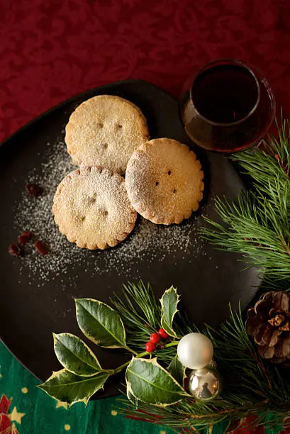 Photo of Traditional Mince pie and mulled wine glass