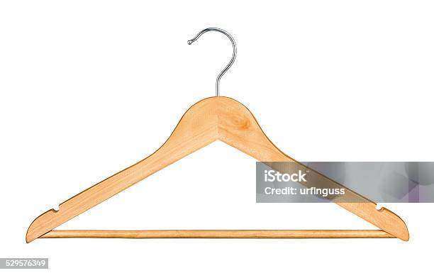 Wooden Hanger For Clothes Isolated On White Background Stock Photo - Download Image Now