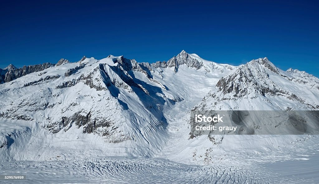 Altesch Glacier Altesch Glacier which is the biggist glacier in Europe. It is located in Switzerland - Canton Valais. youc an access either from Eggishorn or Bettmeralp Eiger Stock Photo