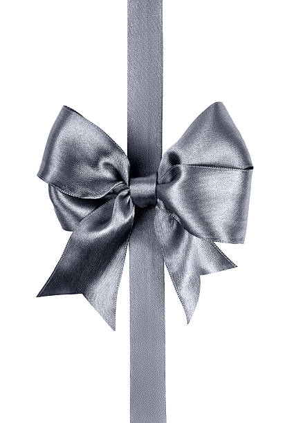 istock gray bow made from silk ribbon 529579095