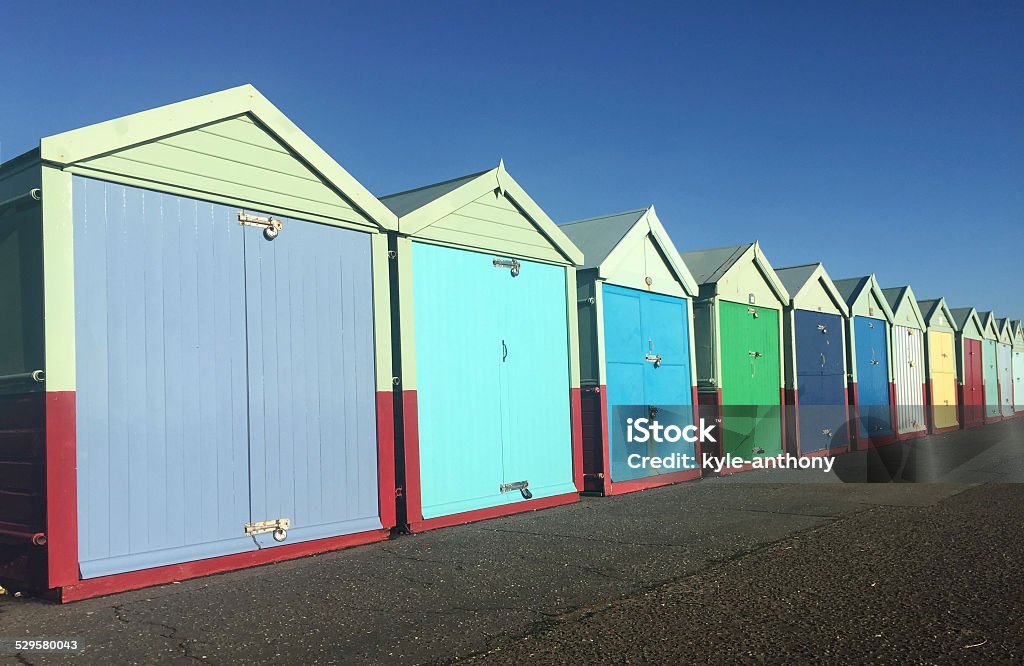 Beach hut Brighton Brighton East Sussex September 2014 Row of multi coloured beach huts. Beach Stock Photo