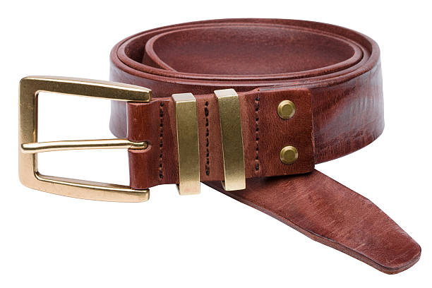 istock Brown men leather belt isolated on white 529596213