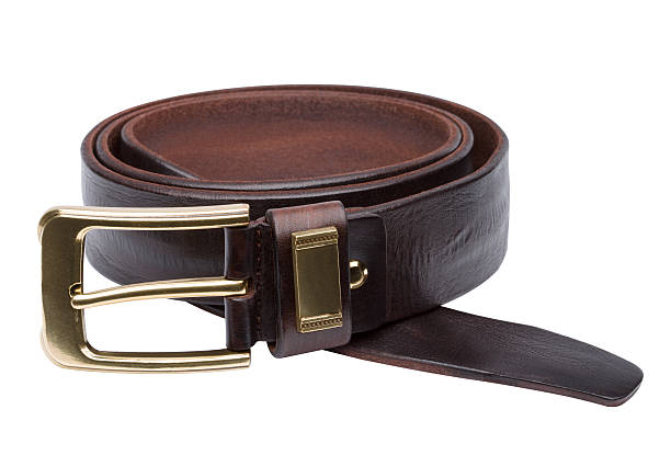 istock Brown men leather belt isolated on white 529596761