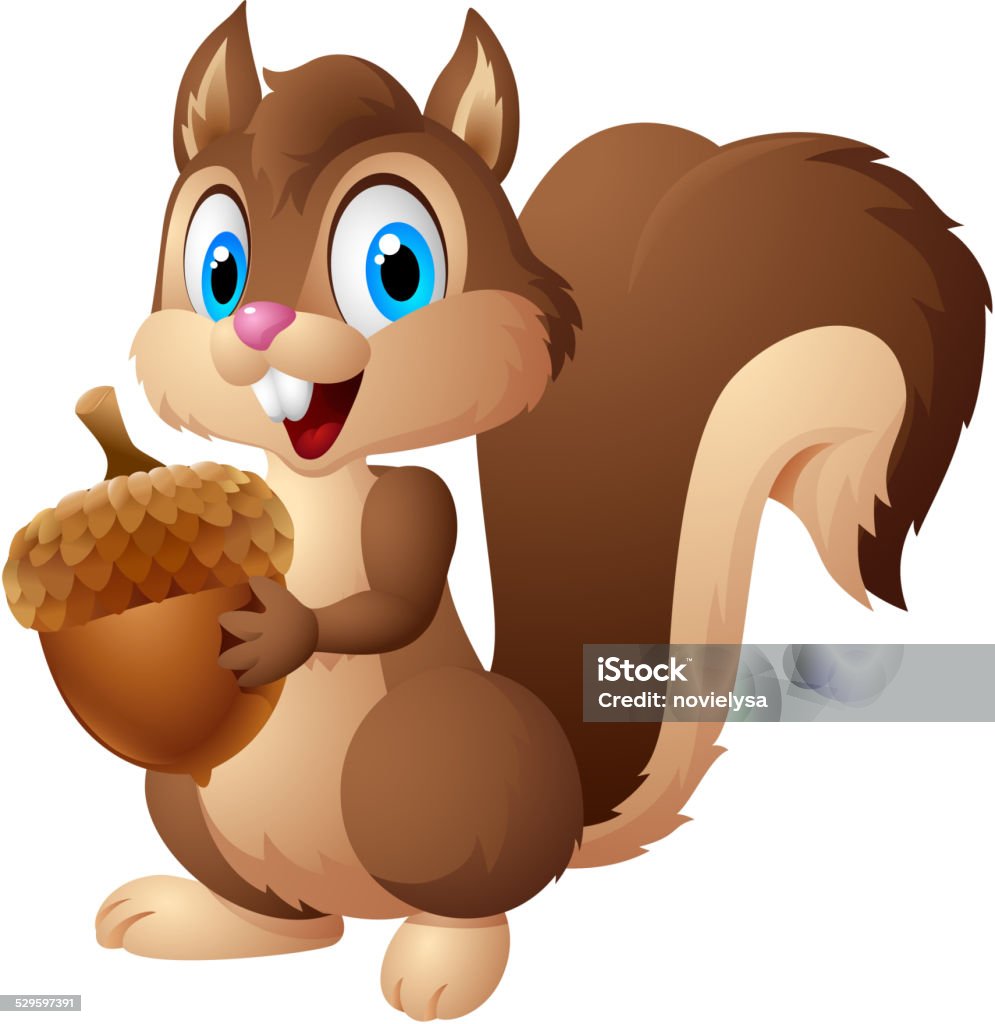 Cartoon-Eichhörnchen holding acorn - Lizenzfrei Eichhörnchen - Gattung Vektorgrafik