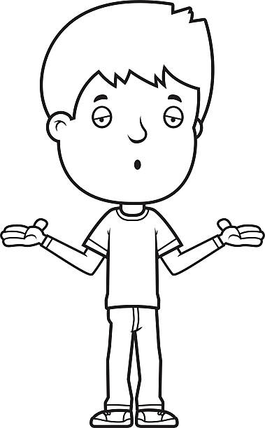 Teen Boy Shrug A cartoon illustration of a teenage boy shrugging. clip art of dumb blonde stock illustrations