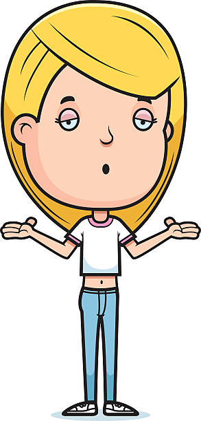 Teen Girl Shrug A cartoon illustration of a teenage girl shrugging. clip art of dumb blonde stock illustrations