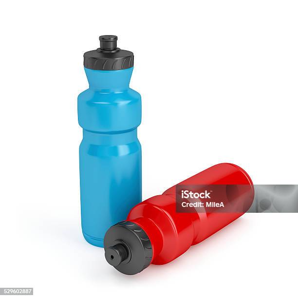 Blue And Red Plastic Bottles Stock Photo - Download Image Now - Blank, Blue, Bottle