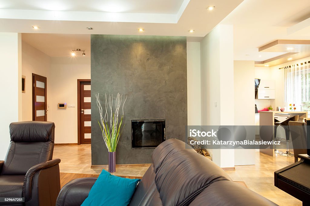 Electric fireplace Picture of modern electric fireplace in stylish living room Architecture Stock Photo
