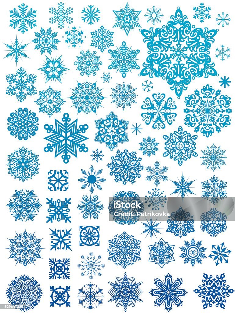 Set of 63 snowflakes Set of 63 vectors snowflakes Christmas stock vector