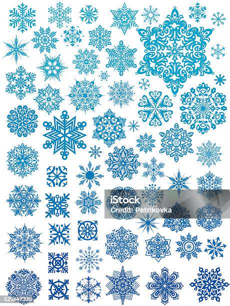 Set Of 63 Snowflakes Stock Illustration - Download Image Now - Christmas, Computer Graphic, Greeting