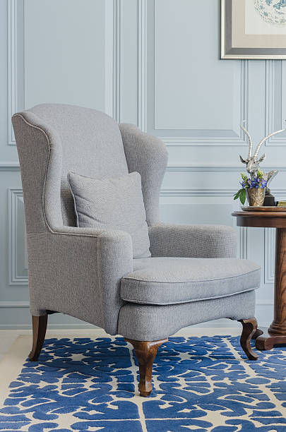 istock classical grey chair style on blue pattern carpet at home 529647439