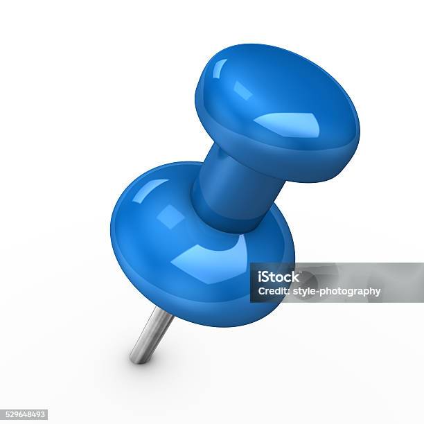 Blue Thumbtack Stock Photo - Download Image Now - PIN Entry, Campaign Button, Three Dimensional