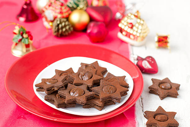 istock chocolate-caramel cookies on Christmas background.selective focu 529651517