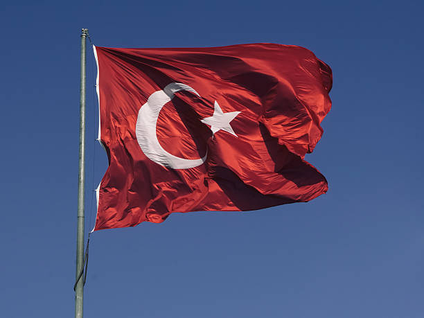 istock Turkish flag with red and white moon 529656746