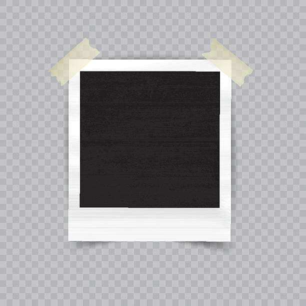 Old empty realistic photo frame Old empty realistic photo frame with transparent shadow on checkered background. Border to family album. Vector illustration for your design and business. audio cassette photos stock illustrations