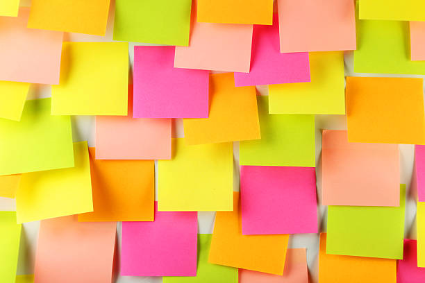 istock Many colorful stickers on white background 529658866