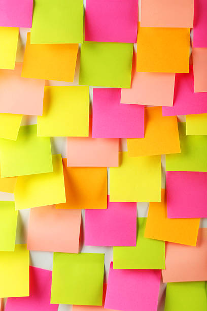 istock Many colorful stickers on white background 529658924