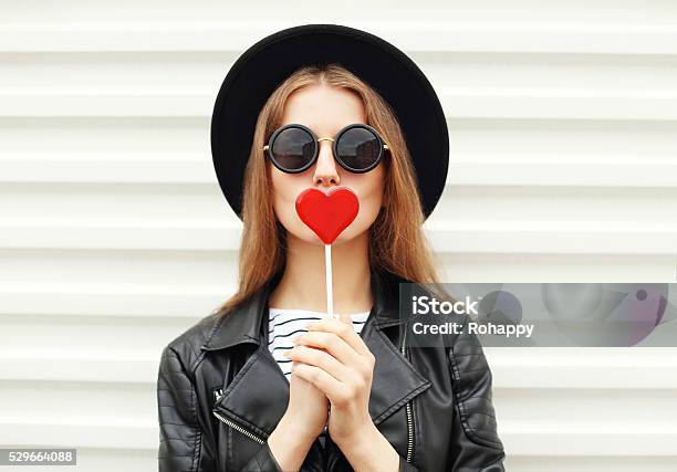 Fashion Sweet Woman Having Fun With Lollipop Over White Background Stock Photo - Download Image Now