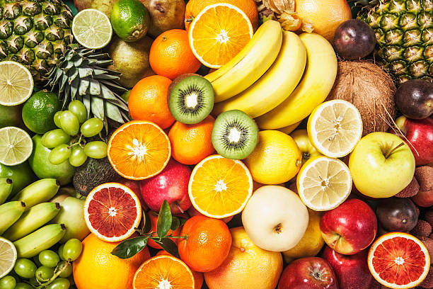 Fruit background Fresh fruit background. Healthy eating and dieting concept. Winter assortment. Top view fruit stock pictures, royalty-free photos & images