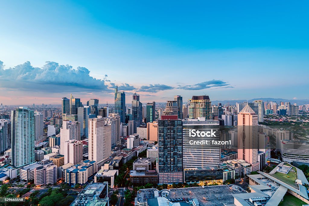 Makati Skyline, Metro Manila Eleveted, night view of Makati, the business district of Metro Manila. Philippines Stock Photo