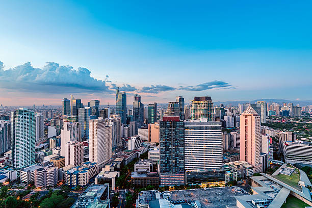 Makati Skyline, Metro Manila Eleveted, night view of Makati, the business district of Metro Manila. philippines photos stock pictures, royalty-free photos & images