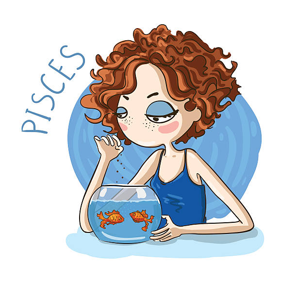 Horoscope. Zodiac signs-Pisces Zodiac signs Pisces. Vector illustration of the girl. pisces stock illustrations