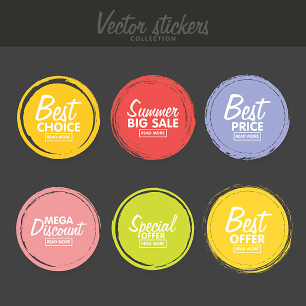 ilustrações, clipart, desenhos animados e ícones de vetor conjunto de rótulos vintage colorido para saudações e promoção. - internet banner design element placard