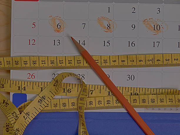 istock tape measure , with calendar 529670966