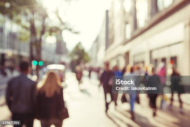 People In Bokeh Street Of London Stock Photo - Download Image Now - People, Defocused, Crowd of People