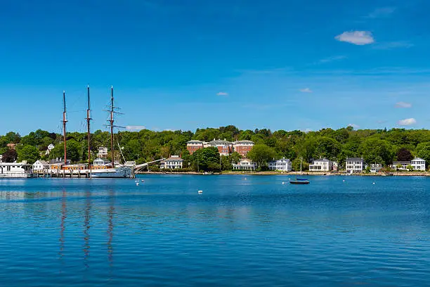 Tall sailship at Mystic Seaport, Connecticut, New England, USA.