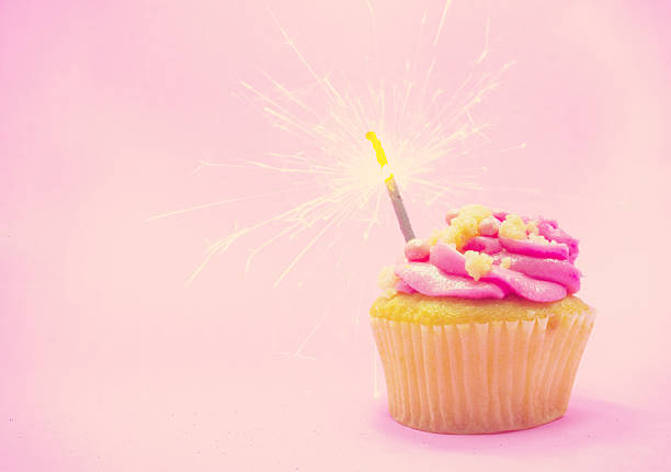 istock Sparkler on a cupcake pink background 529671842
