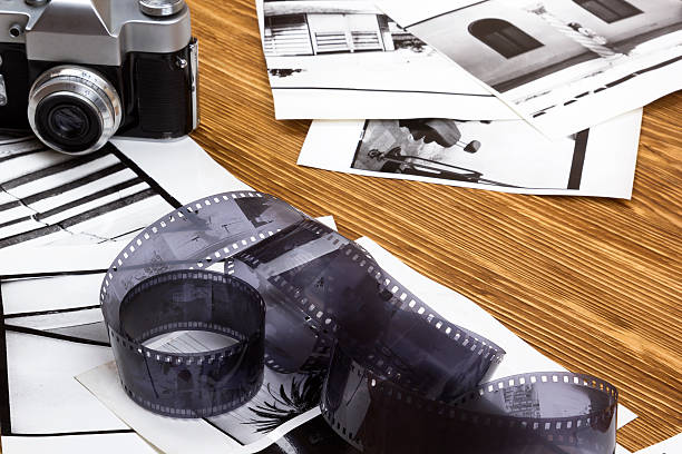 istock retro camera, film and some old photos 529674630