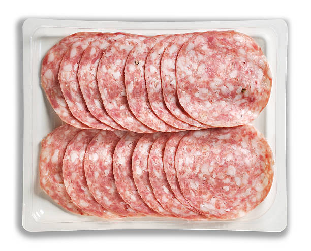 istock Tray Packaged of pork cooked salami 529675220