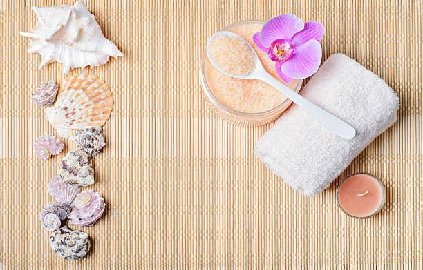 istock Kit body care, accessories for Spa on a bamboo mat 529675820