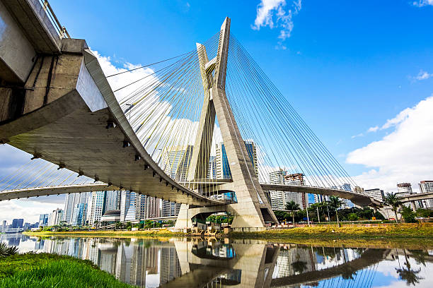 Estaiada Bridge Octavio Frias de Oliveira in Sao Paulo, Brazil stock photo