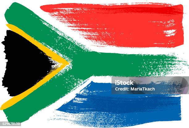 Südafrika Bunte Mit Pinselstrichen Gemalte Flagge Stock Vektor Art und mehr Bilder von Republik Südafrika - Republik Südafrika, Flagge, Emblem