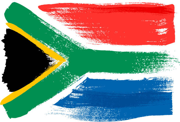 южная африка красочные мазки окрашены флаг - south africa flag africa south african flag stock illustrations