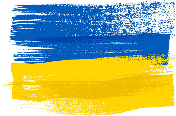 ilustraciones, imágenes clip art, dibujos animados e iconos de stock de ucrania bandera pintada con pinceladas coloridas - cultura de europa del este