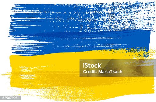 istock Ukraine colorful brush strokes painted flag 529679954
