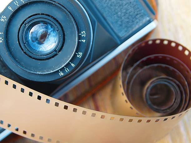 istock Lens of old camera and film 529680024