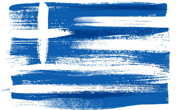 Griechenland Bunte Mit Pinselstrichen Gemalte Flagge Stock Vektor
