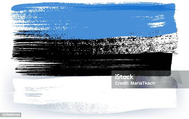 Estonia Colorful Brush Strokes Painted Flag Stock Illustration - Download Image Now - Abstract, Baltic Countries, Brush Stroke