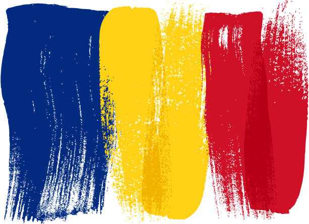 rumunia kolorowa flaga namalowana za pomocą pociągnięć pędzlem - romania romanian culture romanian flag flag stock illustrations