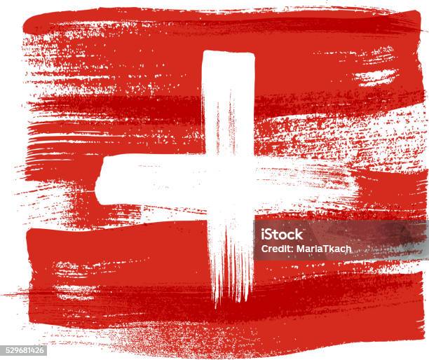 Switzerland Colorful Brush Strokes Painted Flag Stock Illustration - Download Image Now - Switzerland, Symbol, Flag