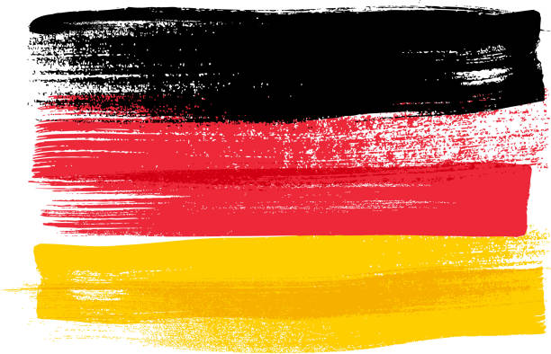 독일 다채로운 색상의 붓자국이 칠해진 플래그 - german culture germany german flag flag stock illustrations