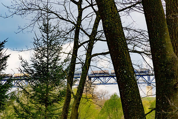 istock Viaduct of Moresnet with train 529682756