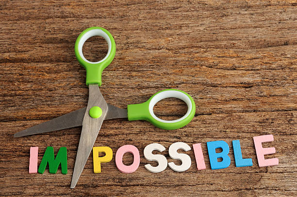 istock Scissors Cut IMPOSSIBLE to POSSIBLE Word on Wooden Background 529683134