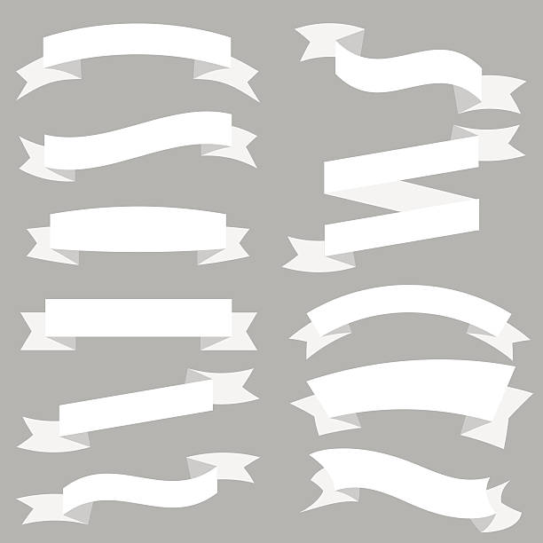 ilustrações de stock, clip art, desenhos animados e ícones de conjunto de fitas de branco isolado num fundo branco. ilustração vetorial - internet banner placard ribbon