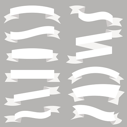 White Ribbons Set isolated On White Background. Vector Illustration